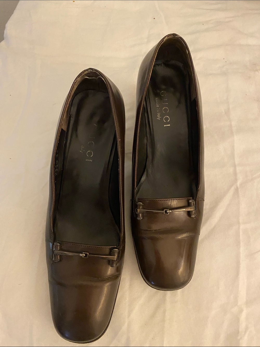 Gucci Brown Leather Horse Bit Low Heel Loafers Pumps Size 36 or 6